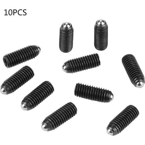Lot de 10 poussoirs à ressort à billes en acier au carbone, filetage M8, douille hexagonale (M8 x 20) (1/5)