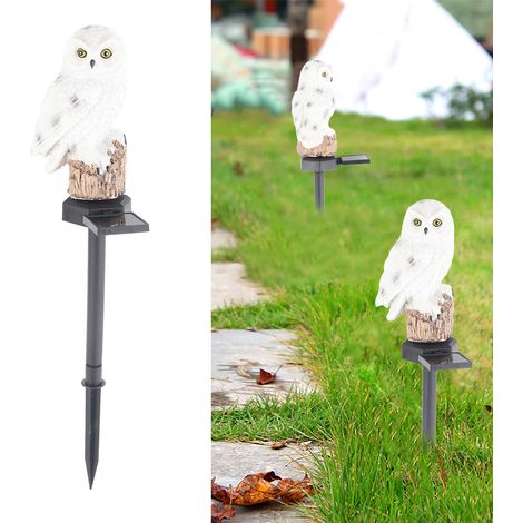 Lampe solaire d'extérieur à encastrer au sol en forme de hibou, étanche, blanche. (1/5)
