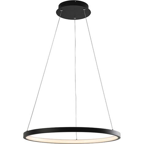 Zerum Suspension Led 25W 3000K Noir - Lampe Annulaire En Aluminium Ip20 Design Minimal Pour Les Environnements Modernes - Groupe Rossini (1/5)