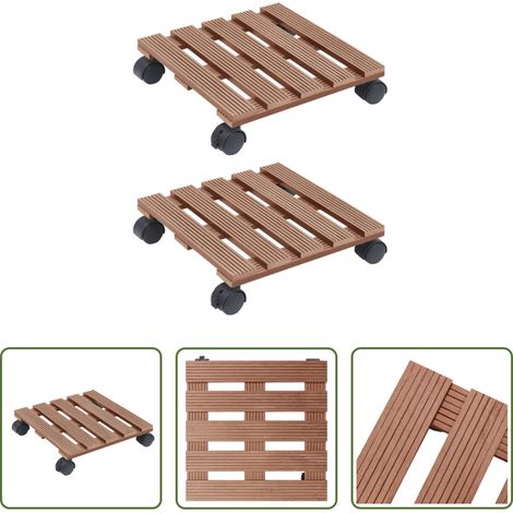 Chariot à plantes en bois plastique - Chariots à plantes 2 pcs Marron 30x30x7,5 cm WPC (1/5)