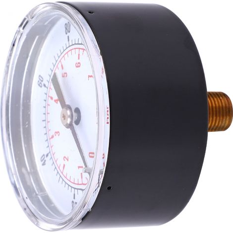 50-mm-Manometer, 1/8-BSPT-Anschluss hinten für Luft, Wasser, Öl und Gas (0-100 PSI 0-7 Bar) (1/5)