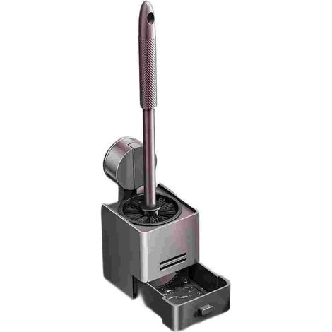 WC-Bürsten- und Halter-Set, Space-Aluminium-Material, Silikongriff, leicht zu verstecken, tropffrei, hochdichter Nylon-Bürstenkopf mit 360°, keine toten Ecken