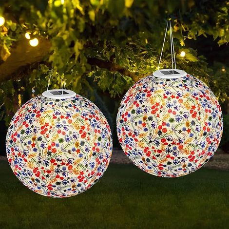 Lot de 2 Lanterne Solaire Exterieur, 30cm Suspension Solaire Exterieur à LED, Lanterne Solaire Exterieur Jardin, Lampion Solaire Exterieur pour Terrasse, Balcon, Mariage, Patio Decoration (1/5)