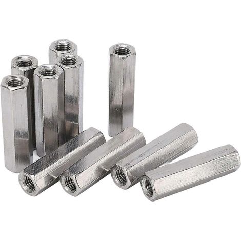 10-teiliges Sechskant-Kupplungsmuttern-Set, Verbinder aus Edelstahl 304, Industriebefestigungselement M8x1,25, 13 L50 mm