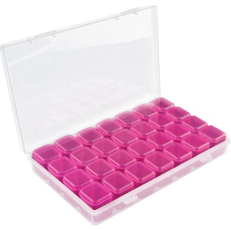 Caja de almacenamiento transparente con 28 compartimentos para accesorios de manicura y joyas, resistente a los golpes, con tapa.