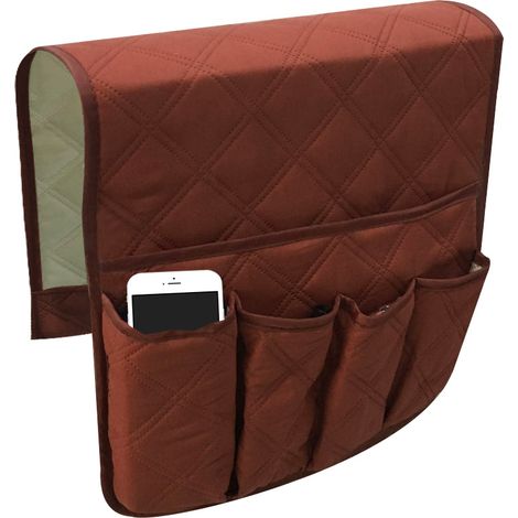 Organisateur d'accoudoir de canapé antidérapant, rangement de chevet pour fauteuil inclinable avec 5 poches pour téléphone portable, télécommande TV et magazines (1/5)