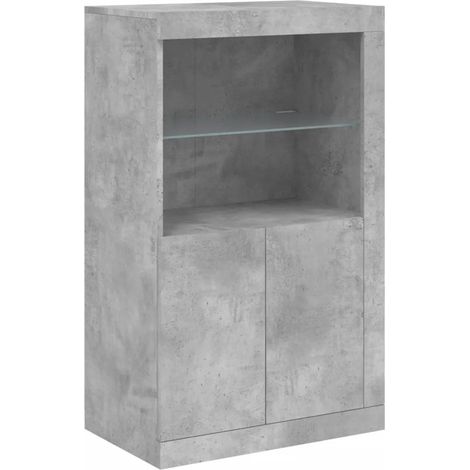 Mueble auxiliar de diseño moderno con iluminación LED 60,5 x 37 x 100 cm amplio espacio de almacenamiento madera gris hormigón 020049359 (1/5)
