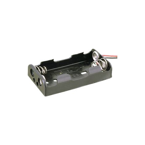 Portapilas AA R06x2 Con Cables  2 Pilas AA En Plano