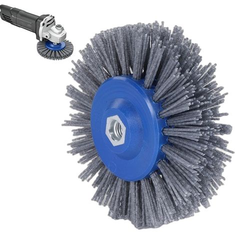M14 Nylonbürste, Körnung 120, 150 mm, Schleifbürste, Rundbürste für Winkelschleifer, 1,1 mm Strukturbürste, Polierbürste für Holz und Metall, Drahtziehscheibe für Satiniermaschinen, Bürstenschleifer (1/5)