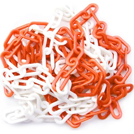 Chaîne plastique de délimitation et signalisation.- Orange et blanc -