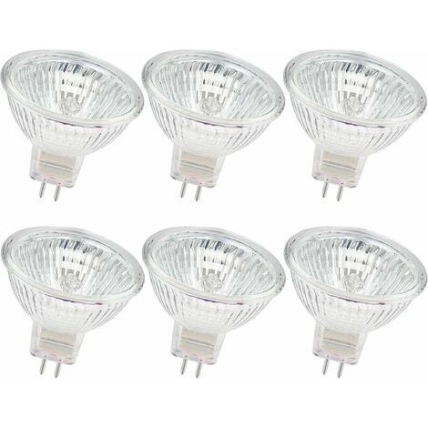 Lot de 6 ampoules halogènes MR16 12V 50W GU5.3 à deux broches à intensité variable Blanc chaud 2800K (1/5)
