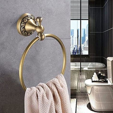 Anneau Rond de Serviette en Laiton, Porte-Serviette de Salle de Bain Mural rétro, pour Accessoires de Cuisine de Salle de Bain (1/4)
