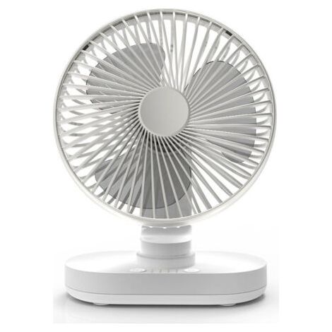 Ventilateur de bureau Ulisem, 16,5 cm, silencieux, à oscillation automatique, à piles, refroidissement de bureau à 4 vitesses, batterie USB 4000 mAh, argent (1/4)