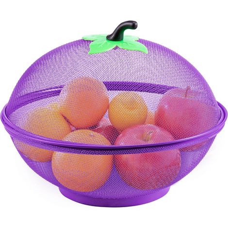 Trintion Fruits Bowl Basket Apple Shape Mesh Fruit Basket Tabletop Vegetable Holder Keep Unwanted Pets & Insects Out Decorative Fruit Basket for Fruits Vegetables Snacks (Purple) (1/5)