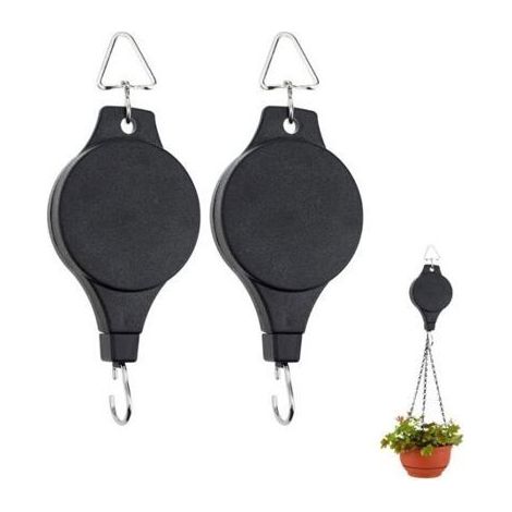 Crochets extensibles pour suspendre pots et paniers de plantes, lot de 2, noirs (1/5)