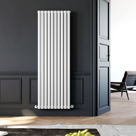 ELEGANT Designer Radiator Vertical Column Oval Panel Radiator 1800 x 590 mm White Double Central Heating