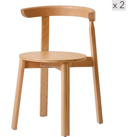 Nordlys - Lot de 2 Chaises de Salle a Manger Scandinave en Bois Massif (1/5)