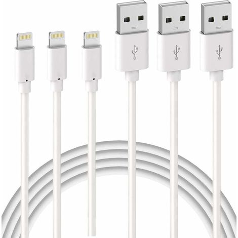 Confezione da 3 cavi caricabatterie iPhone da 2 m【Certificato MFI】 Cavo Lightning per ricarica rapida per iPhone 11 Pro XS Max XR X 8 7 6s 6 Plus 5 SE iPad, cavo bianco (1/5)