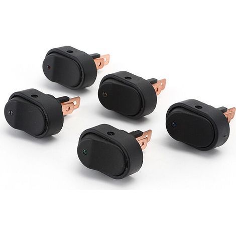 5 Pièces Interrupteur à Bascule 12V 30A Lumineux LED Bleu Commutateur Poussoir Bouton Brume Marche/Arrêt 3Pin (1/5)