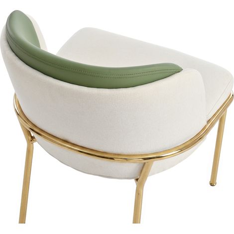 Chaise de salle à manger moderne en tissu vert avec pieds inclinés dorés et pieds réglables (1/5)