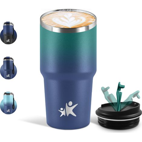 Mug Isotherme 600 ML, Réutilisable, Tasse Isotherme pour Café, Acier Inoxydable 304, Emporter, Double Paroi, Étanche Gobelet de Voyage, Anti-fuite - Vert olive (1/5)