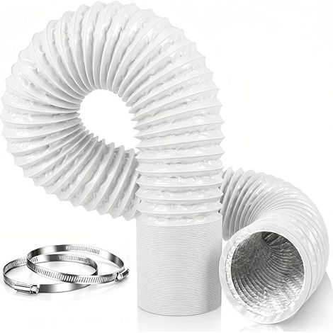 Tubo di ventilazione flessibile in PVC da 75 mm (3 m) per riscaldamento a gasolio, include 2 fascette stringitubo, ideale per aspiratori, condizionatori, asciugatrici, cappe aspiranti, colore bianco. (1/5)