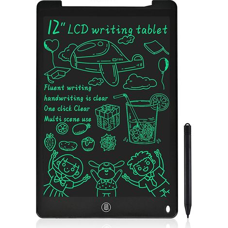 LCD-Schreibtablett mit 12-Zoll-Monochrombildschirm und Stift zum Zeichnen, Schreiben, Notizen machen und Nachrichten hinterlassen