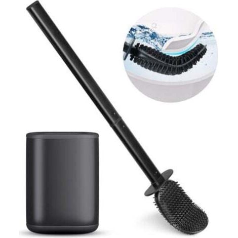 Scopa per WC in silicone con supporto, scopa in silicone ad asciugatura rapida con base rimovibile