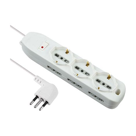 MULTIPRESA BIPASSO + SCHUKO + TERMICO ELECTRALINE BIANCO POSTI 9 2P+T 10A n°XMMQ 3X075 MT 2