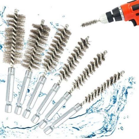 6 Pièces Nettoyage de Perceuse Brosse D'Acier Inoxydable, Goupillon Nettoyage Brosses de Chaudière de Four pour Perceuses à Percussion (8mm、10mm、12mm、15mm、17mm、19mm) (1/4)