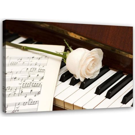Cadre déco Musique Piano Rose Notes 90x60 (1/5)