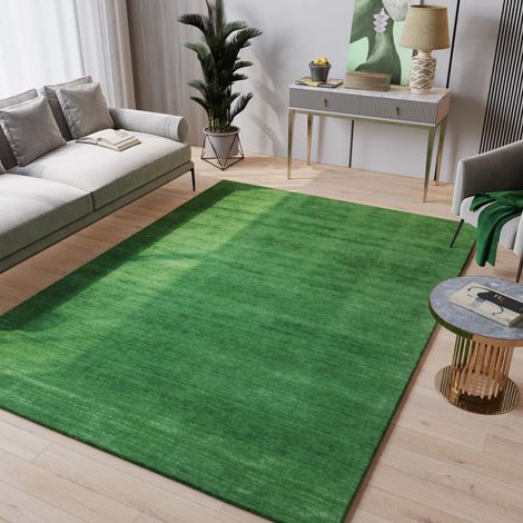 Tapis Loribaft Tapis Teppstar - Tapis en laine  - 140x70cm, Rectangular - 100% Laine vierge - Tissé main - Vert