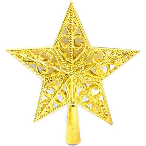 Cime de sapin de Noël, décoration de Noël en forme d'étoile, ornement pour sapin de Noël, 20 cm (doré) (1/5)