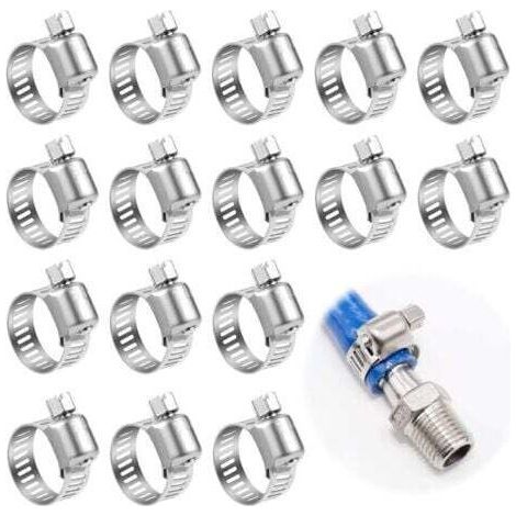 AIPER 25 Pcs Metal Hose Clamps 6-12mm, Adjustable Stainless Steel Hose Clamp 304 Stainless Steel Hose Clamp for Household Water Pipes (25Pcs6-12mm) (1/4)