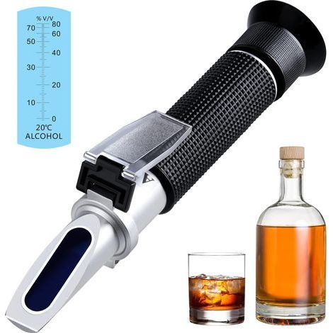 Alcohol Refractometer, Range 0-80%, Temperature Compensation 10-30°C, For Distilled Spirits (1/5)