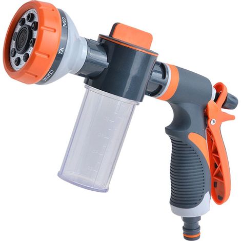 Lave-eau de voiture, tuyau haute pression, pulvérisateur de mousse, buse de mousse, distributeur de savon, outil d'arrosage de jardin avec 8 modes d'arrosage pour le lavage de l'arrosage (1/5)