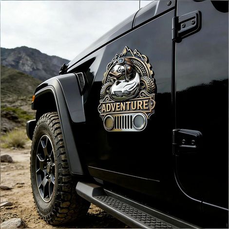 Insigne de voiture Canard Nouvelle Aventure, autocollant rétro en métal (1/5)