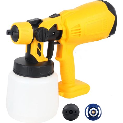 Elektrische Farbspritzpistole (200 W HVLP), 1000 ml Farbbehälter, 2 Düsen, 3 Sprühbilder, einstellbarer Farbdurchfluss für Möbel, Zäune, Wände, Türen, Gärten, Innen- und Außenbereich, akkubetrieben