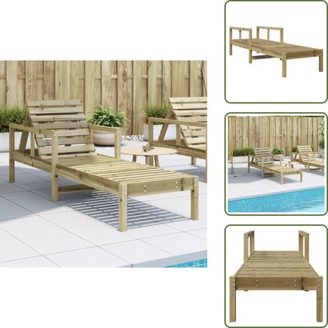 Tumbona con respaldo ajustable - vidaXL Tumbona de madera de pino impregnada 199,5x62x55 cm - Tumbona para piscina