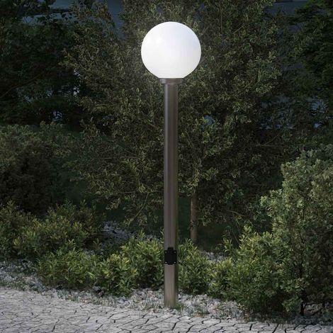 vidaXL Lampada a paletto con presa elettrica 120 cm Acciaio Inox IP44