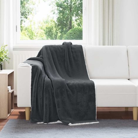 Überwurfdecke Dunkelgrau 130 x 150 cm Fleece