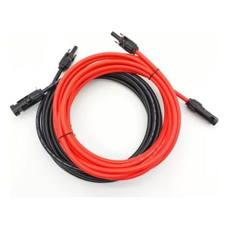 Rallonge solaire PV Rallonge de panneau solaire avec connecteur MC4 rouge + paire noire, 14AWG 2M (1/4)
