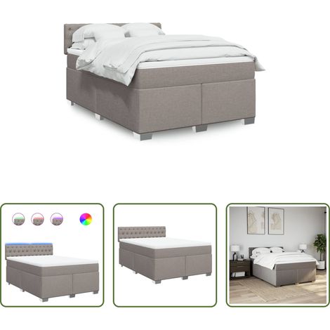 vidaXL Surmatelas -  Sommier à lattes de lit avec matelas Taupe 140x200 cm Tissu (1/5)