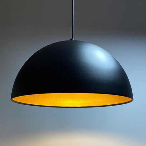 Linate Suspension Industrielle en Métal Noir Peint à la Main – Lustre Vintage E27 Ø40 cm pour Salon, Chambre ou Salle à Manger (1/5)