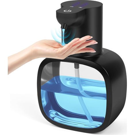 Automatischer Seifenspender, 500 ml, Wandmontage, elektrischer Seifenspender mit Sensor, verstellbarer Seifenspender, Schwarz, für Küche und Bad (1/4)