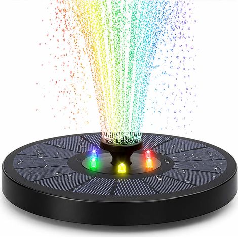 Fontaine solaire avec batterie et éclairage LED, 16 cm, 1200 mAh, noire (1/5)