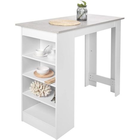 Tavolo da bar Ulisem, tavolo da cucina, tavolo da bar con contenitore, tavolo da bistrot, mobile contenitore per soggiorno, 115 x 103 x 50 cm, 40 kg (1/4)