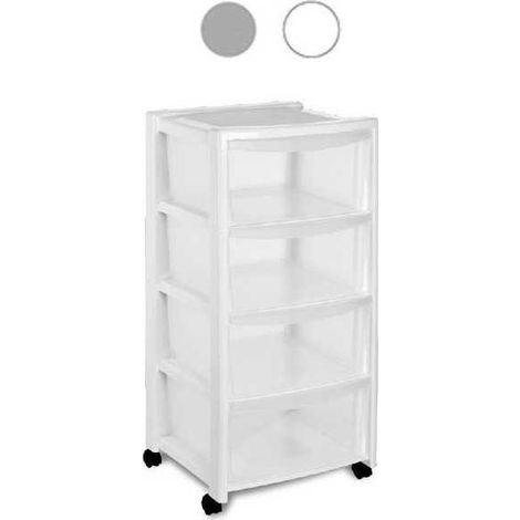 Commode 4 tiroirs 40X40 h 80 Argent Stefanpl