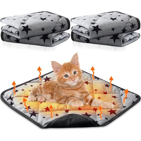 4X Tapis Chat avec Motif Étoile Coussin Doux pour Chien Tapis Antidérapant et Lavable pour Animal de Compagnie (Carré, 45 x 60 cm) (1/5)