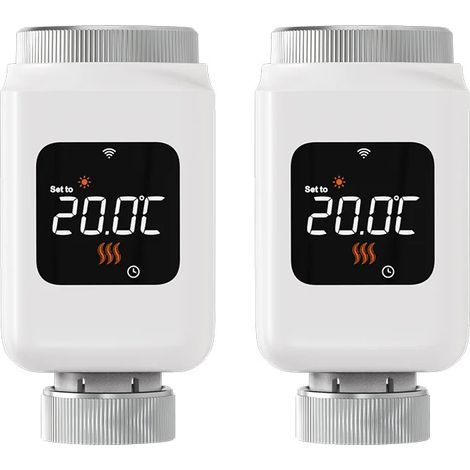 Vanne de Radiateur Thermostatique, Contrôle Intelligent, Modes d'Économie d'Énergie, 2PCS (1/2)
